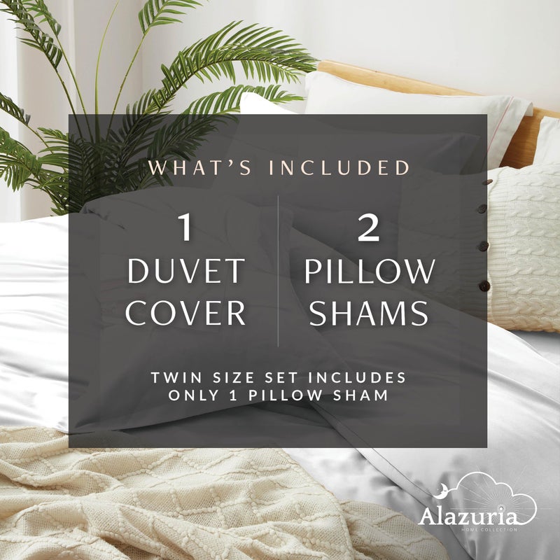 ALAZURIA Queen Size Duvet Cover - 3 Piece Bedding Set (1 Duvet Cover & 2 Pillow Shams) Soft Double Brushed Comforter Cover w/Zipper Closure & Corner Ties - No Comforter (90" X 90", White) - Image 5